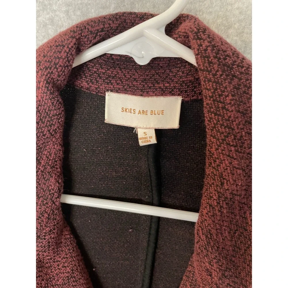 Skies Are Blue‎ Burgundy Blazer Jacket Womens Size S Open Front Business Casual